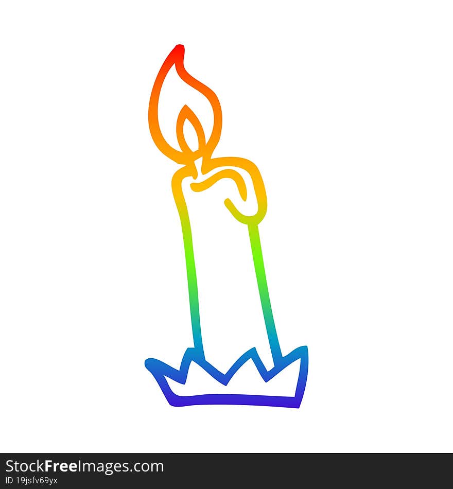 Rainbow Gradient Line Drawing Cartoon Birthday Candle