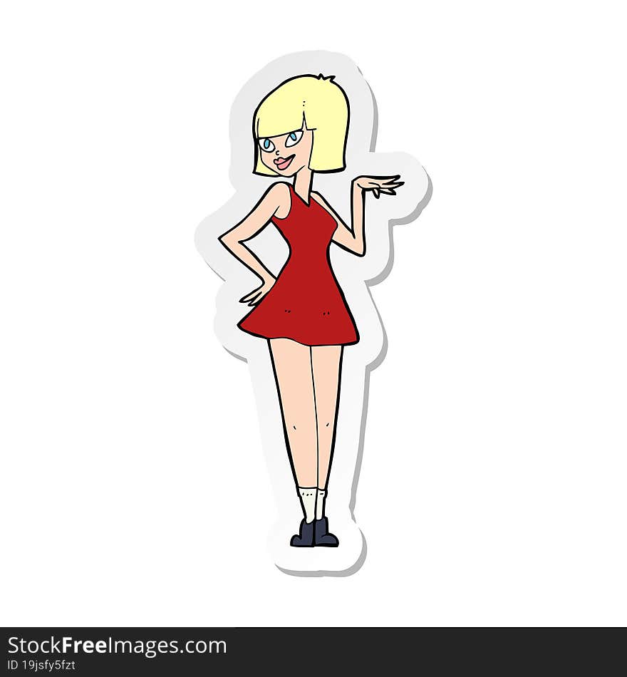 sticker of a cartoon pretty woman