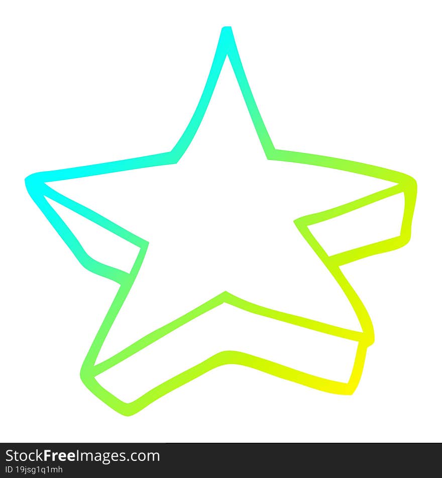 Cold Gradient Line Drawing Cartoon Shooting Star