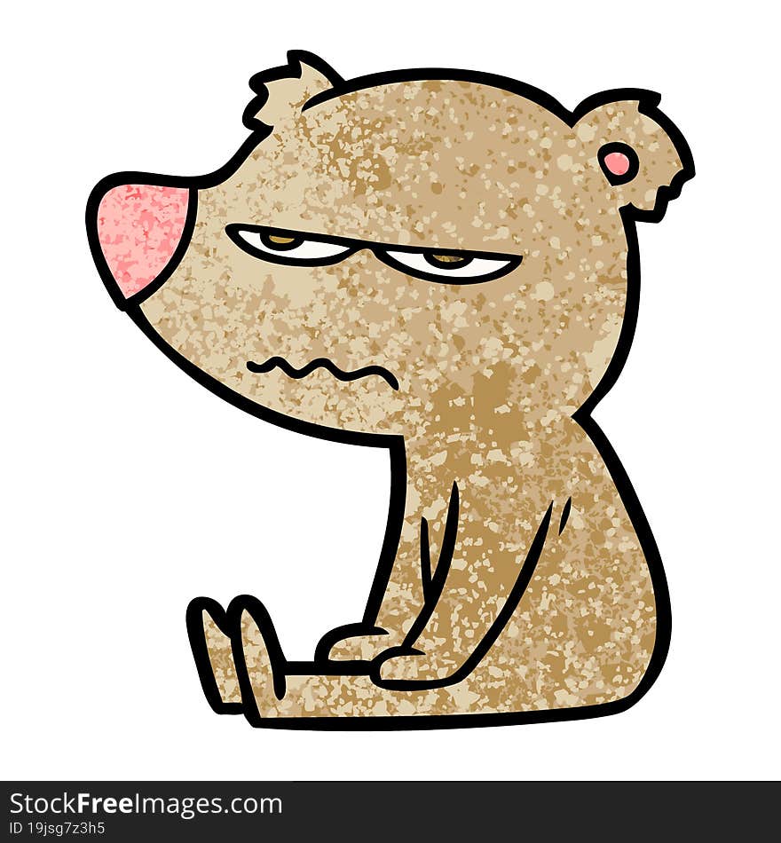 angry bear cartoon sitting. angry bear cartoon sitting