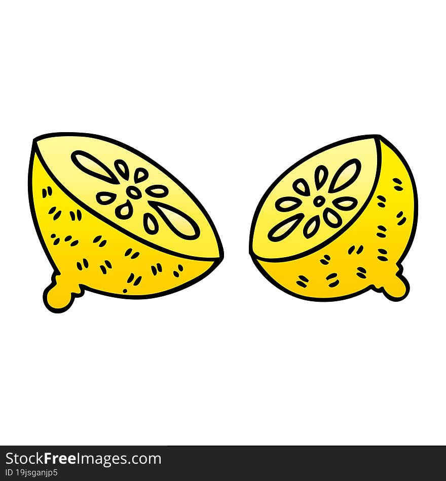 quirky gradient shaded cartoon lemon