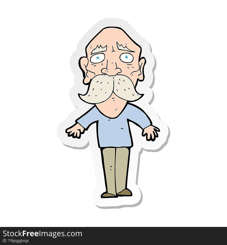 sticker of a cartoon sad old man