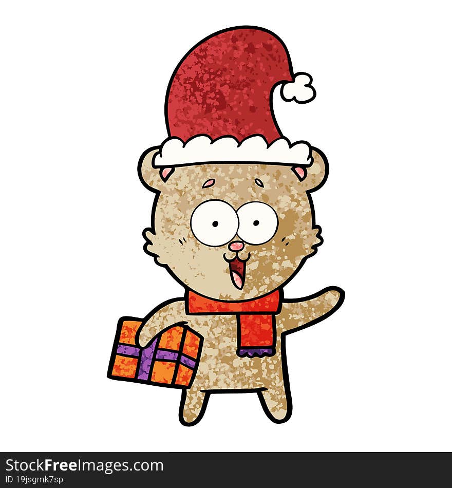 laughing teddy  bear with christmas present. laughing teddy  bear with christmas present