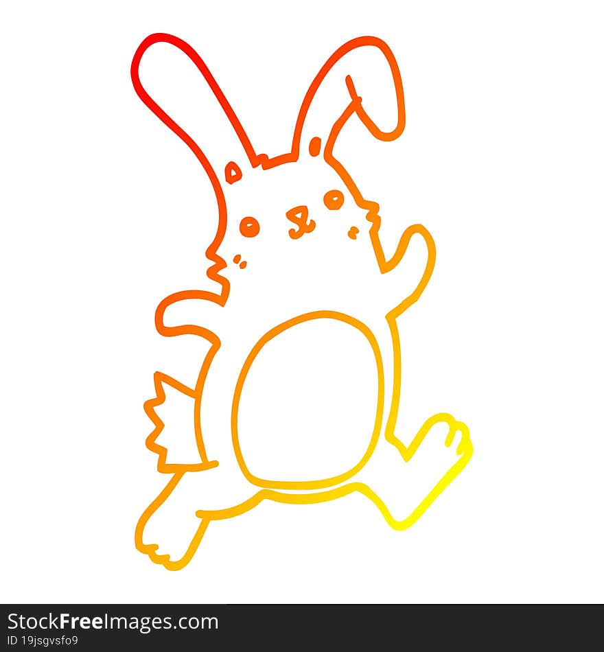 warm gradient line drawing of a cartoon rabbit running