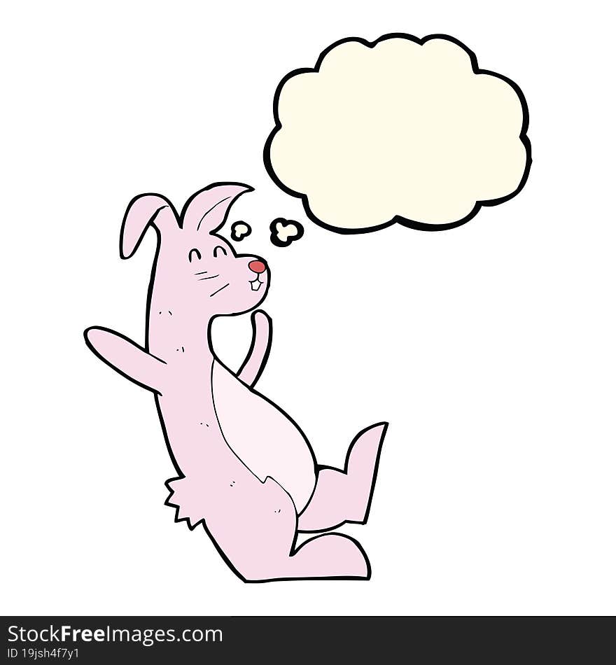 Cartoon Pink Bunny With Thought Bubble