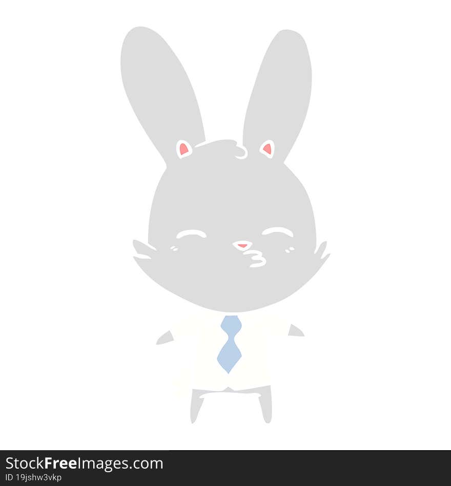 curious bunny flat color style cartoon