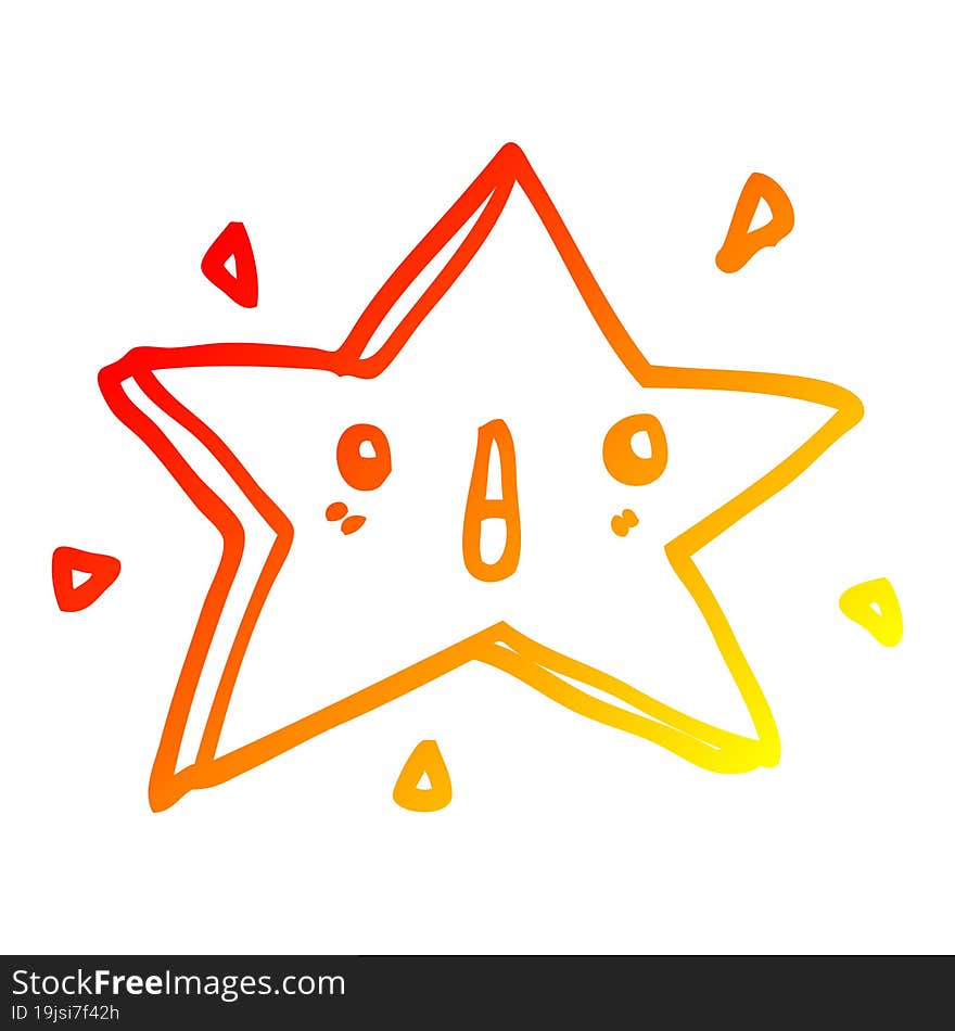 warm gradient line drawing cute cartoon star