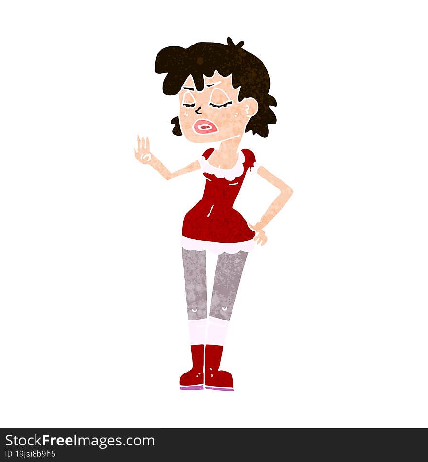 cartoon woman making dismissive gesture