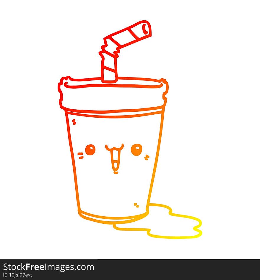 warm gradient line drawing cute cartoon soda