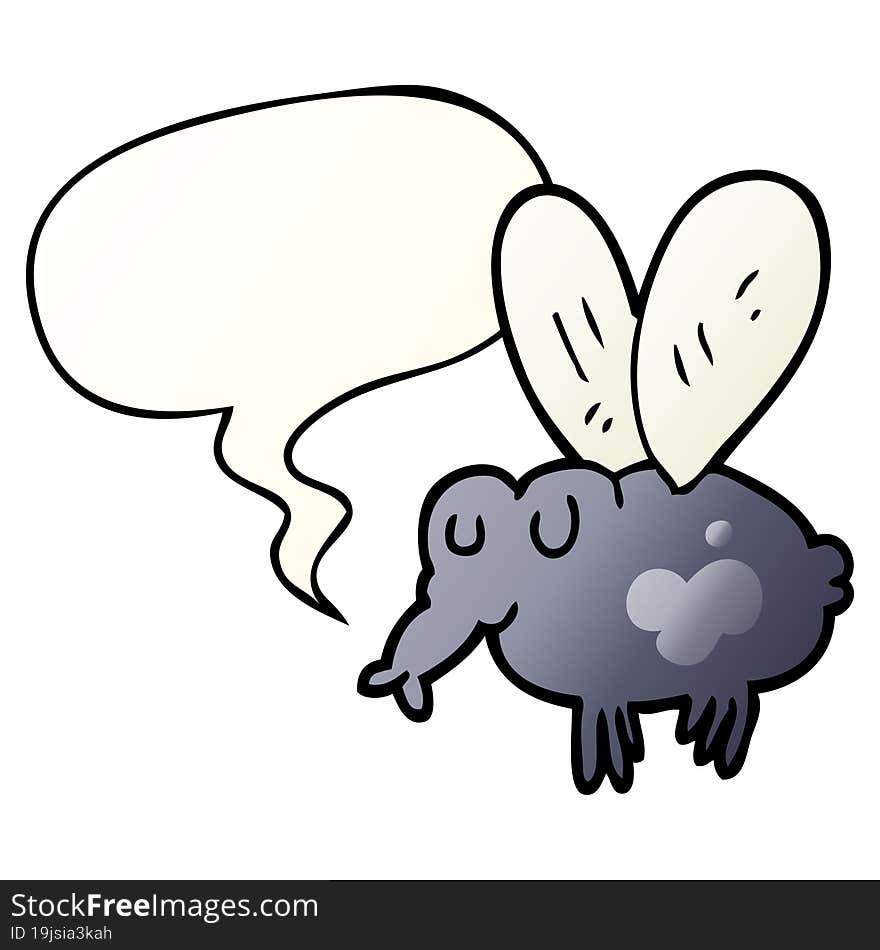 cartoon fly with speech bubble in smooth gradient style