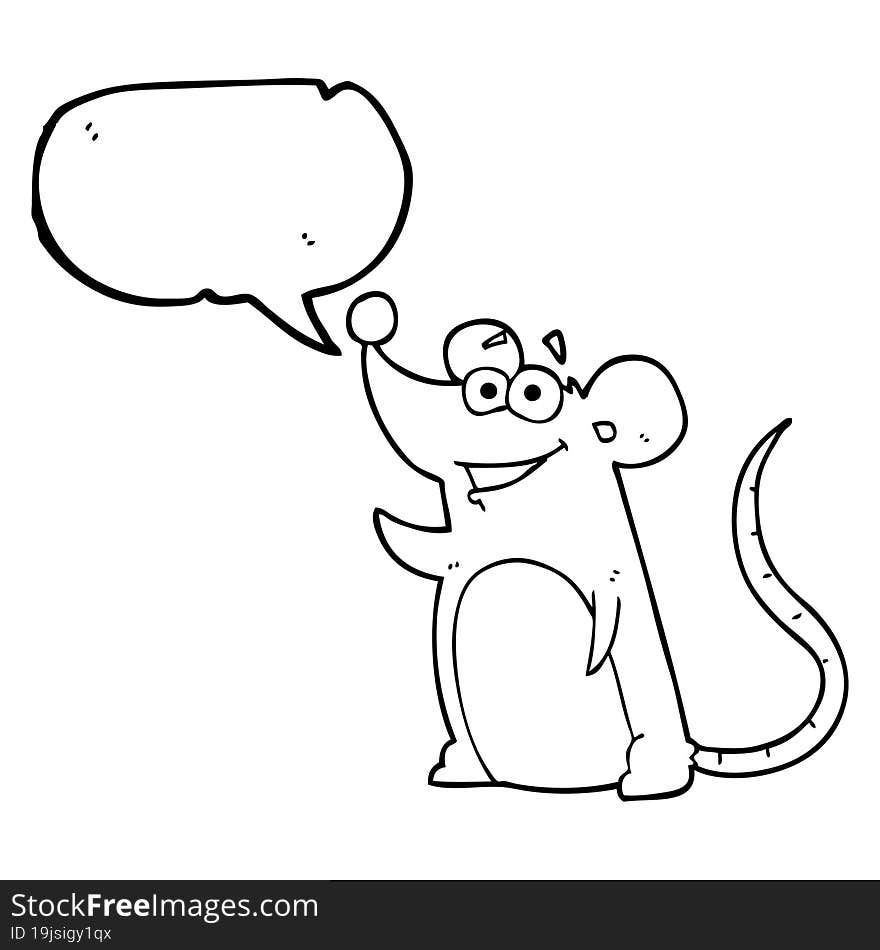 freehand drawn speech bubble cartoon mouse