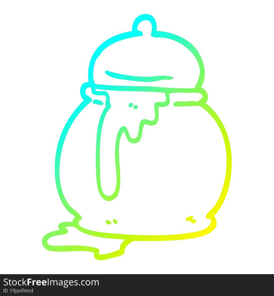 cold gradient line drawing of a cartoon honey pot