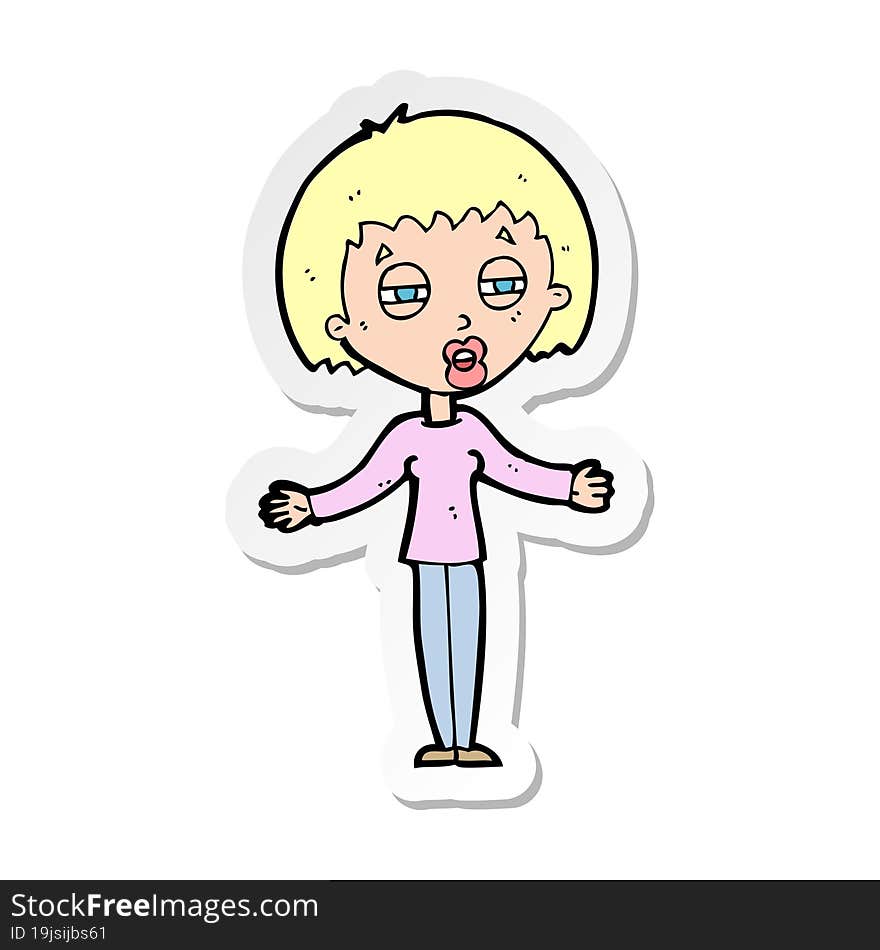 sticker of a cartoon suspicious woman