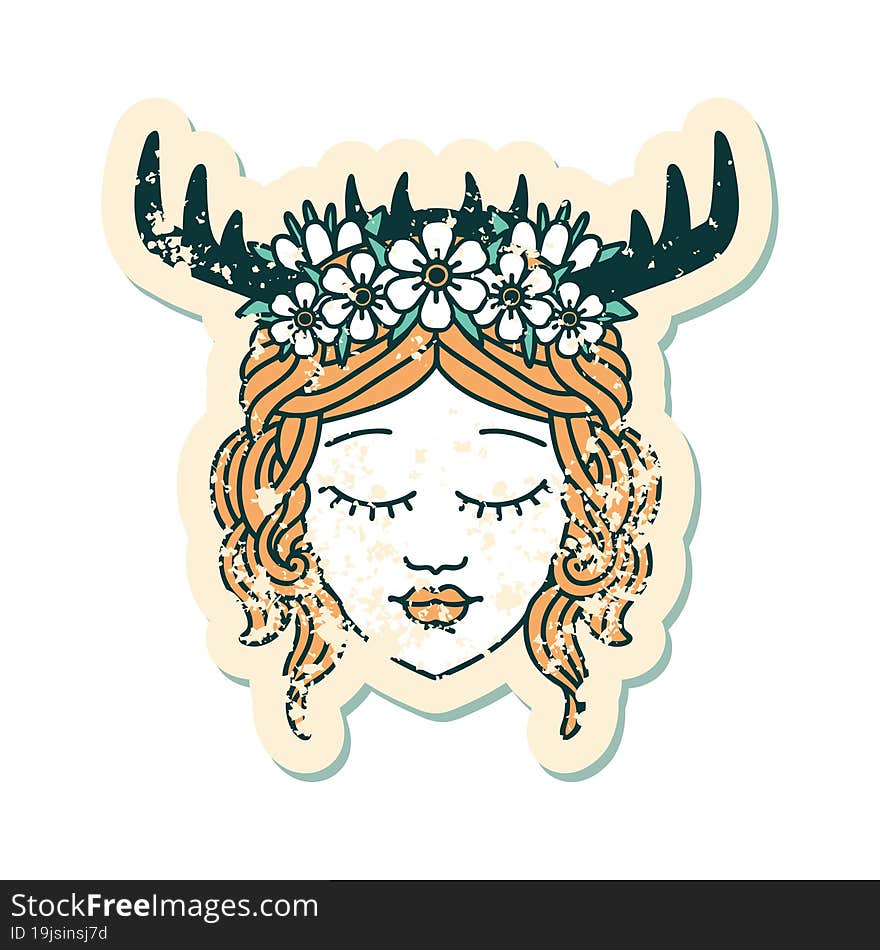 human druid character face grunge sticker