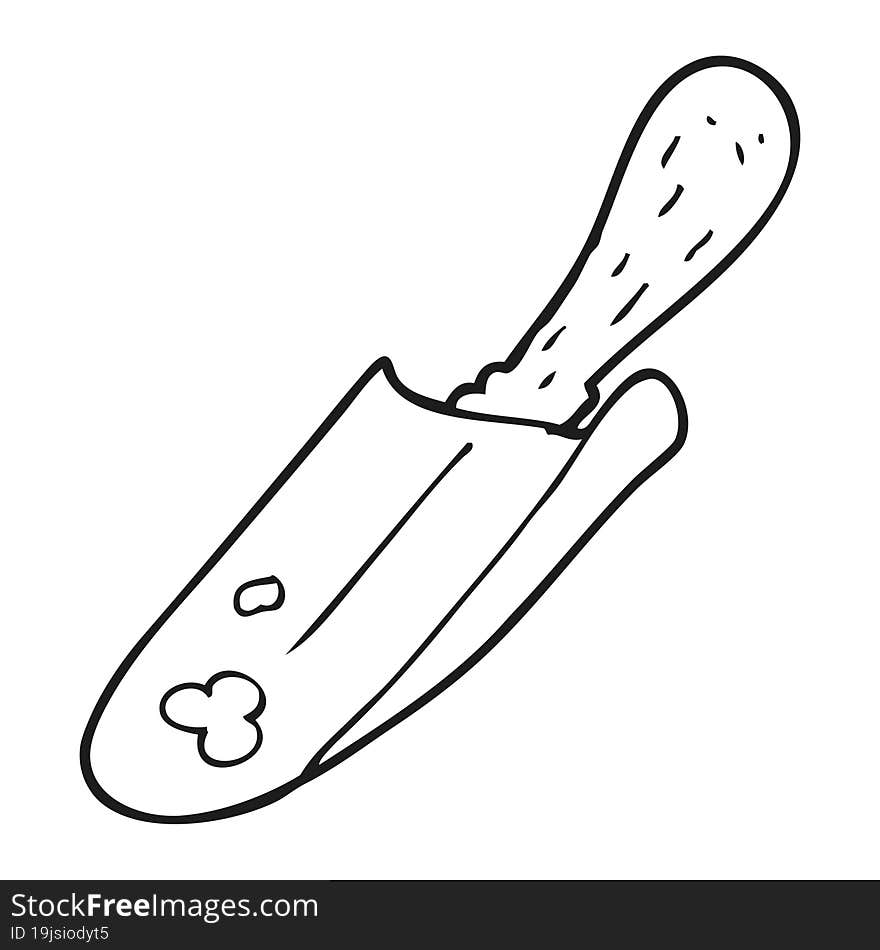 black and white cartoon shovel