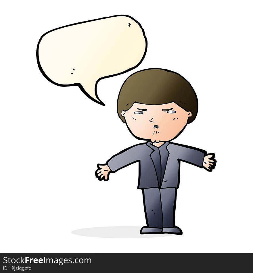 cartoon annoyed man with speech bubble