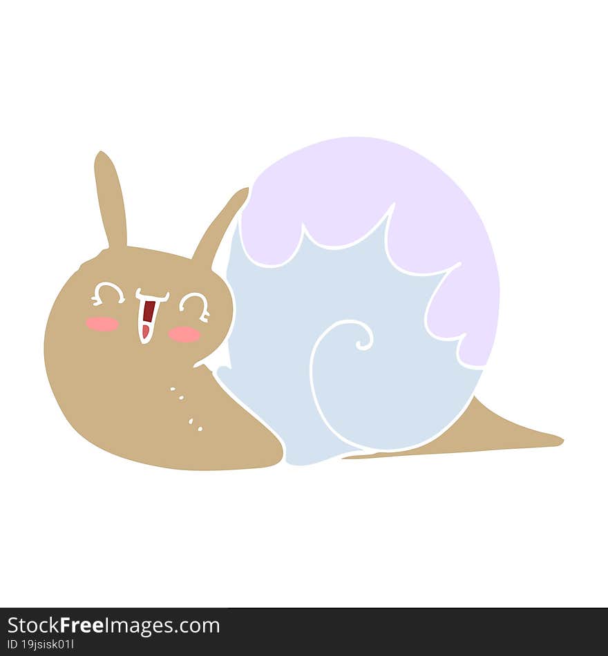 Cute Flat Color Style Cartoon Snail