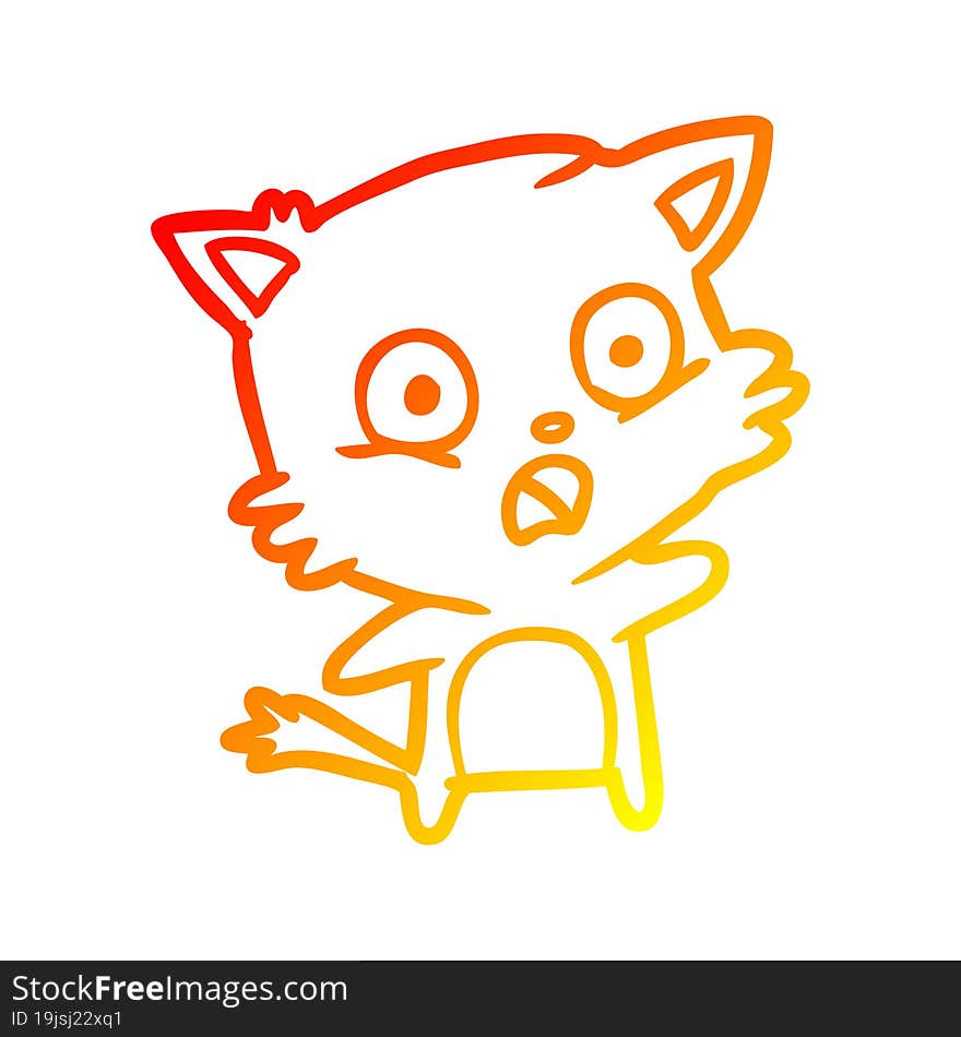 warm gradient line drawing Cartoon cat