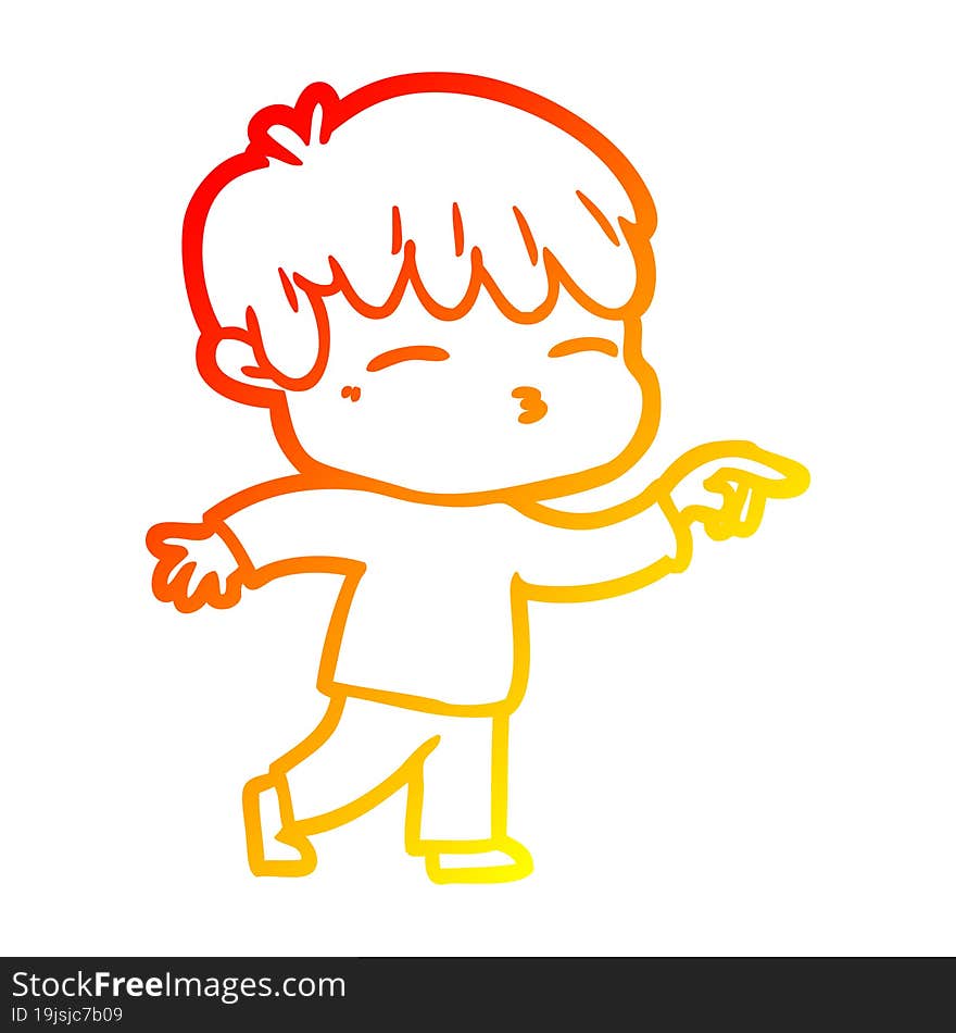 warm gradient line drawing cartoon curious boy