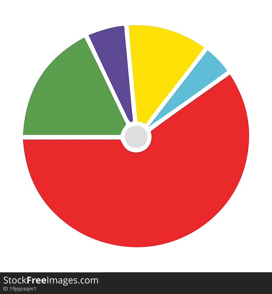 flat color retro cartoon of a pie chart