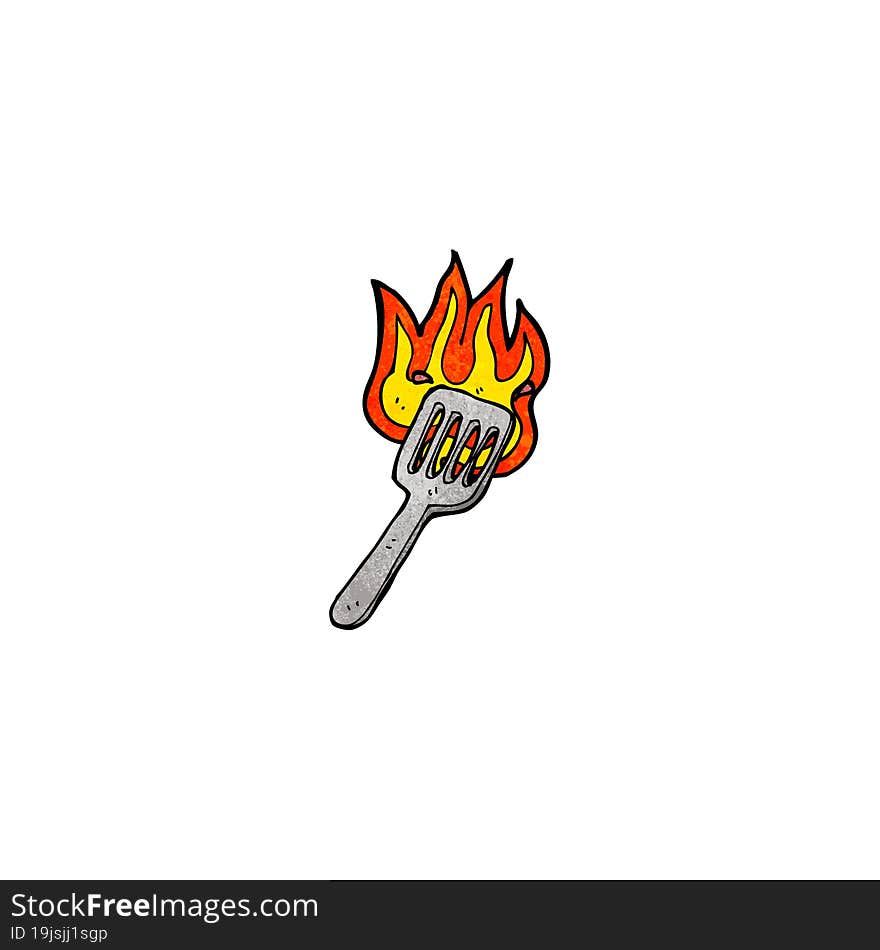 cartoon burning spatula