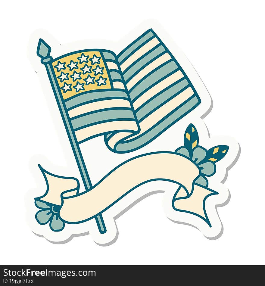 Tattoo Sticker With Banner Of The American Flag