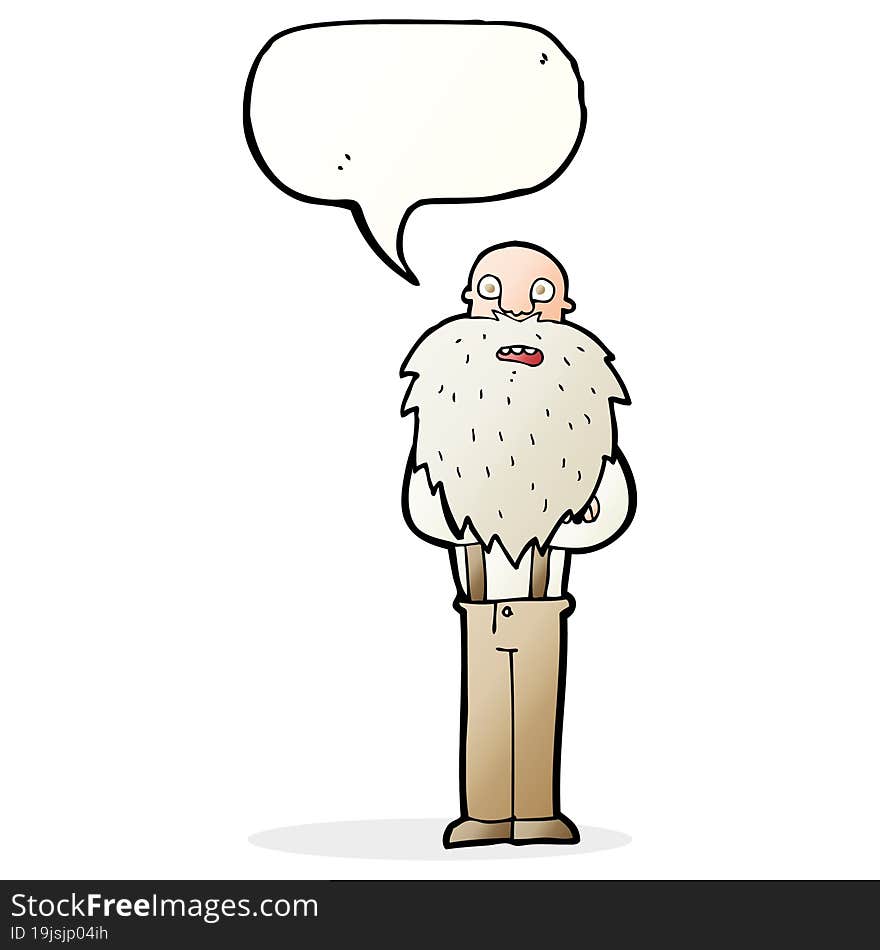 Cartoon Bearded Old Man With Speech Bubble