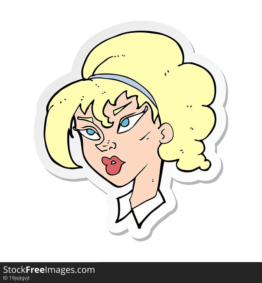 sticker of a cartoon pretty woman