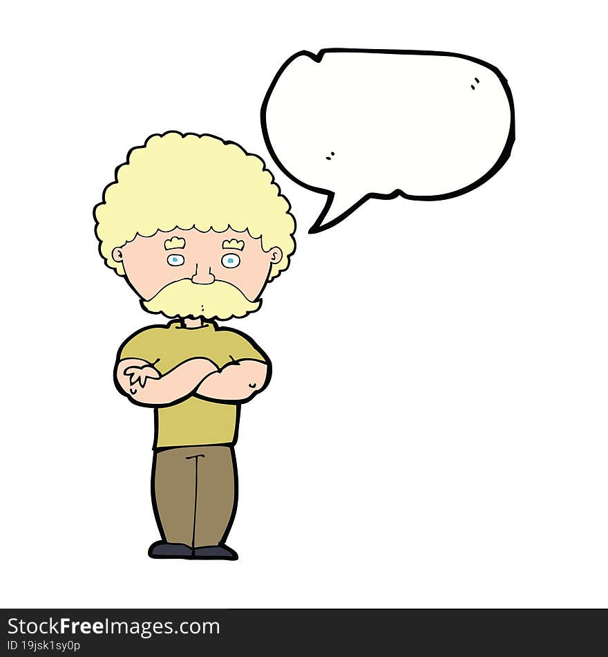 Cartoon Dad With Folded Arms With Speech Bubble