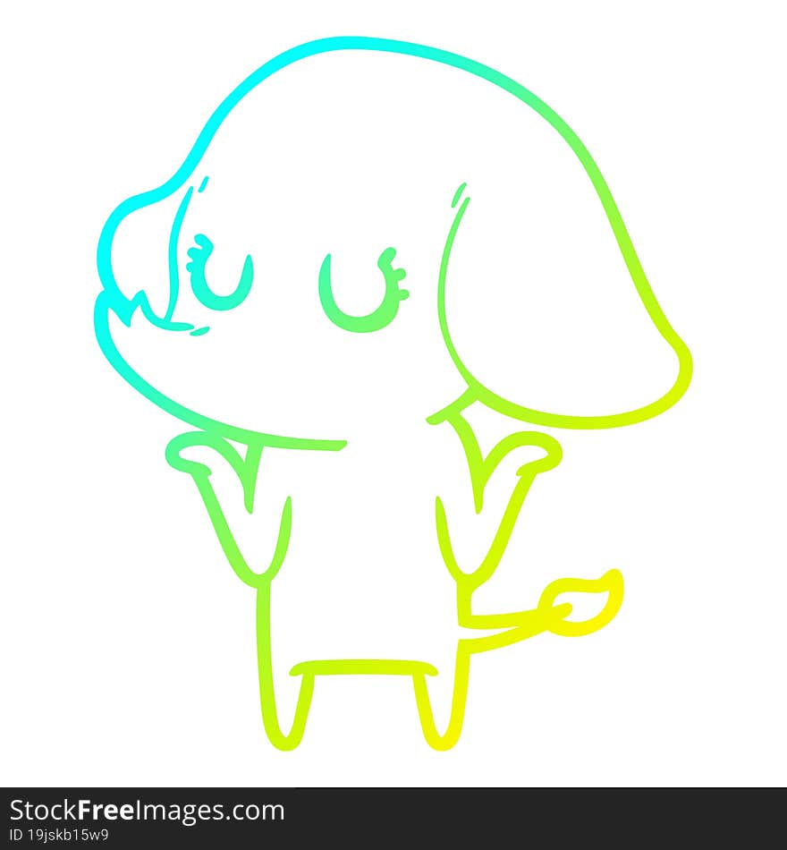 cold gradient line drawing cute elephant shrugging shoulders