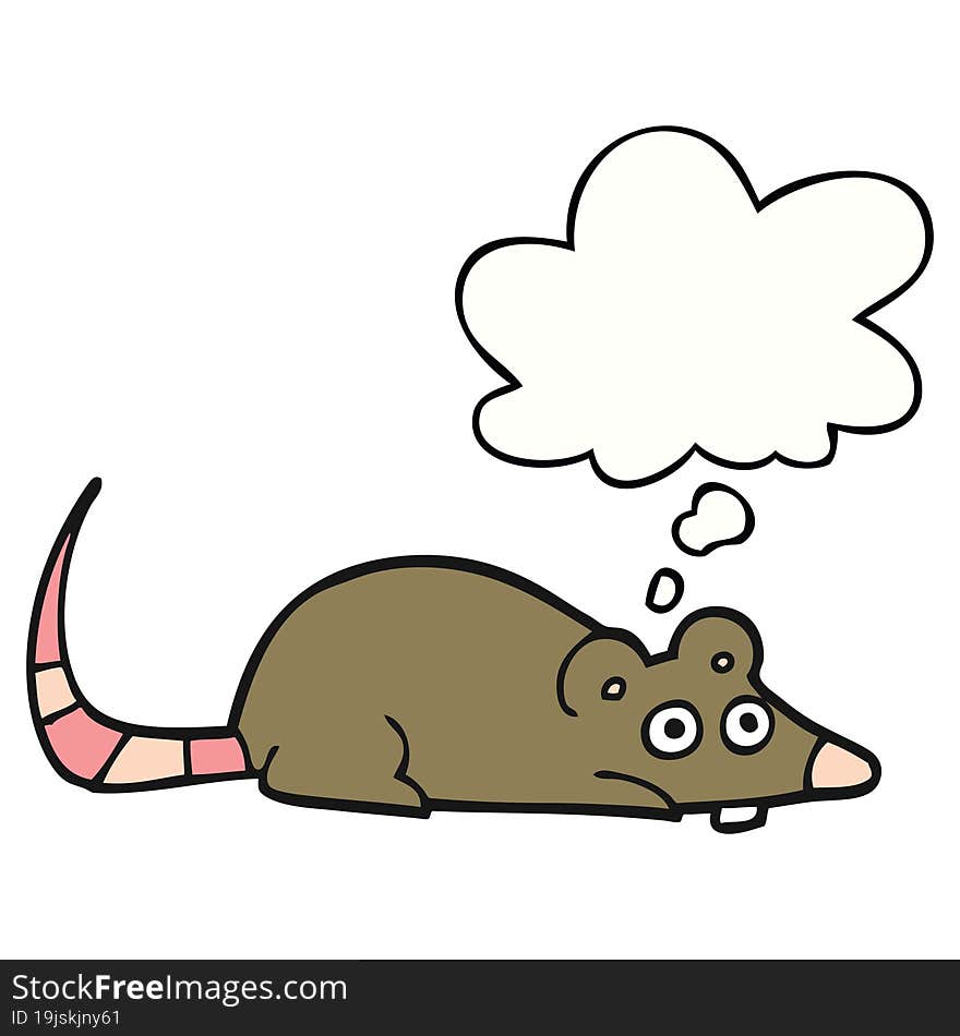 cartoon mouse with thought bubble. cartoon mouse with thought bubble