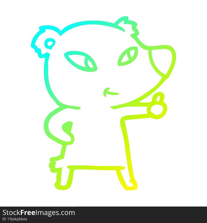 Cold Gradient Line Drawing Cute Cartoon Bear