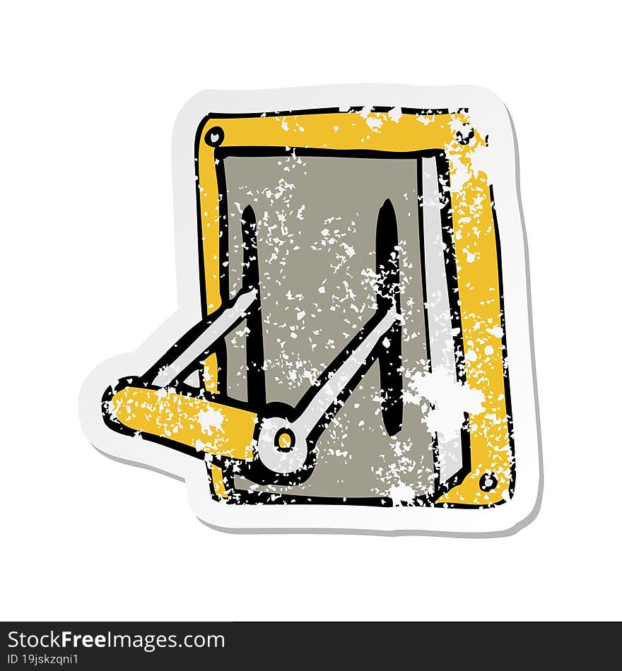 retro distressed sticker of a cartoon industrial machine lever