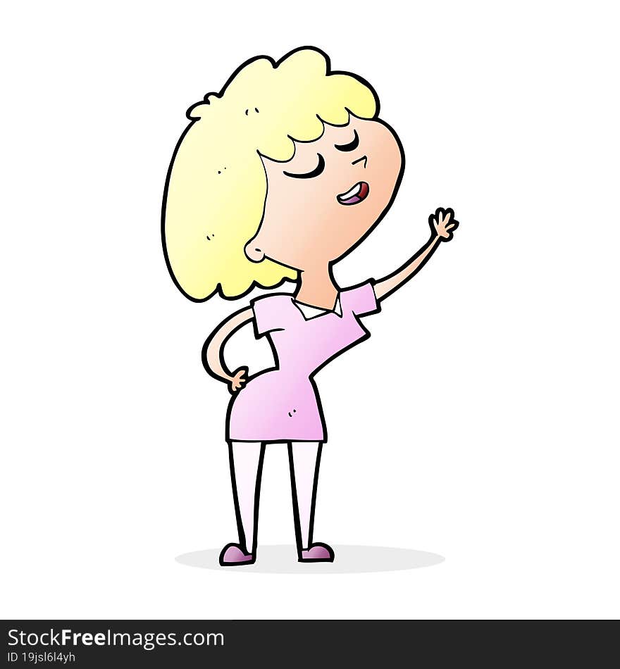 cartoon happy woman about to speak