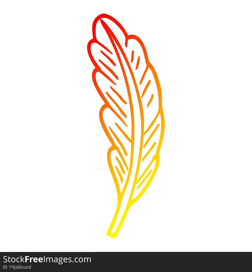 Warm Gradient Line Drawing Cartoon Bird Feather