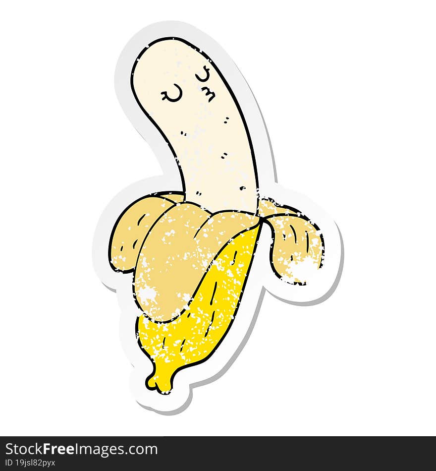 distressed sticker of a cartoon banana