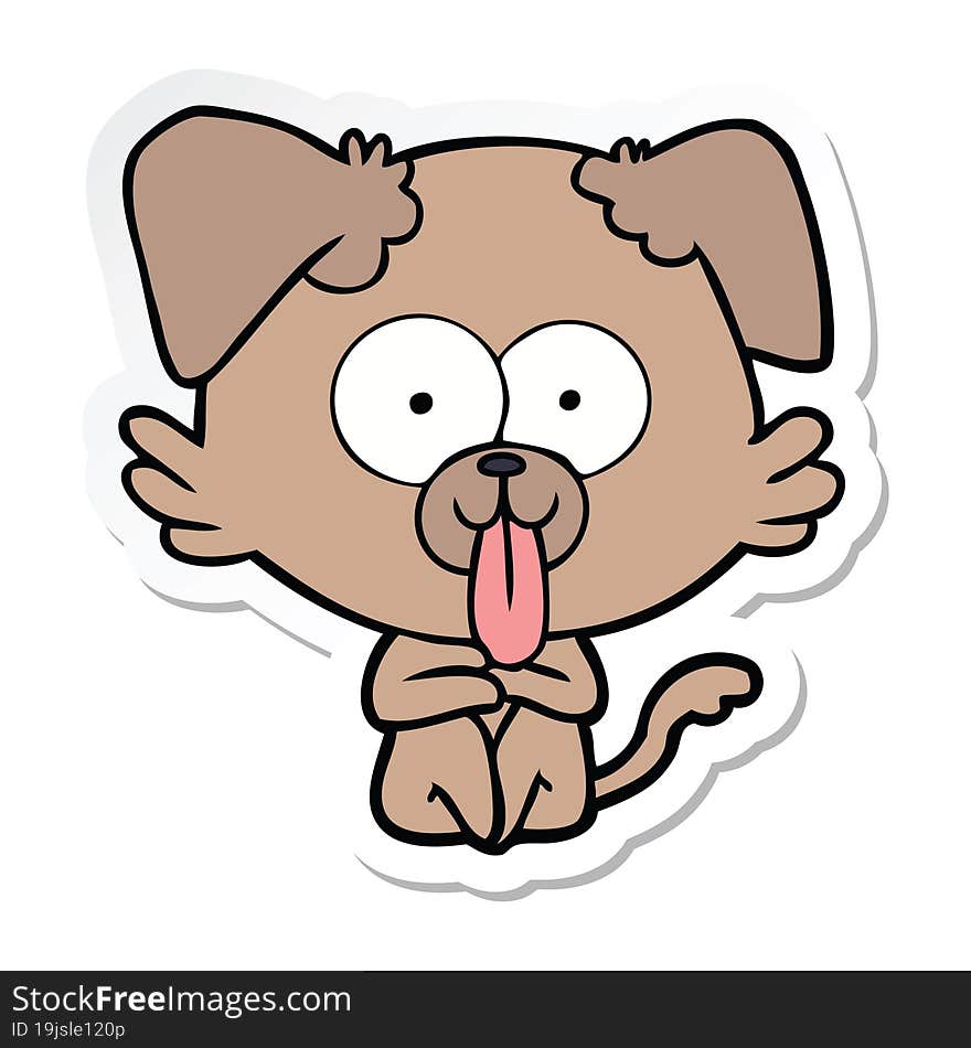 sticker of a cartoon dog with tongue sticking out