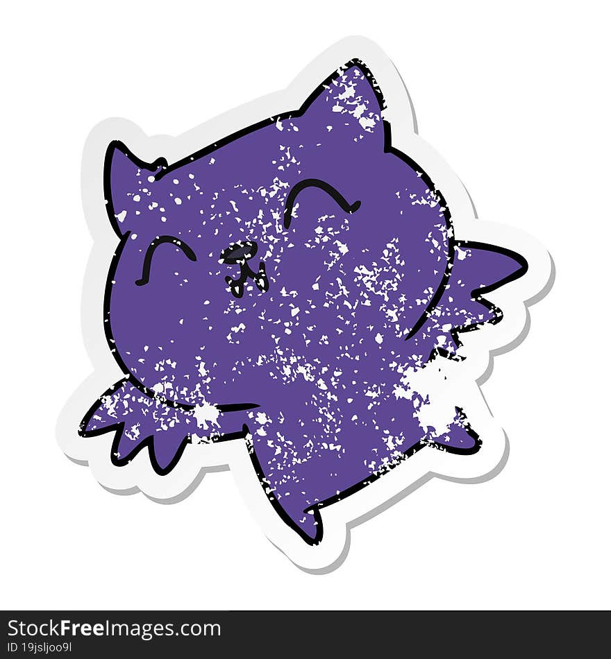 Distressed Sticker Cartoon Of Cute Kawaii Bat