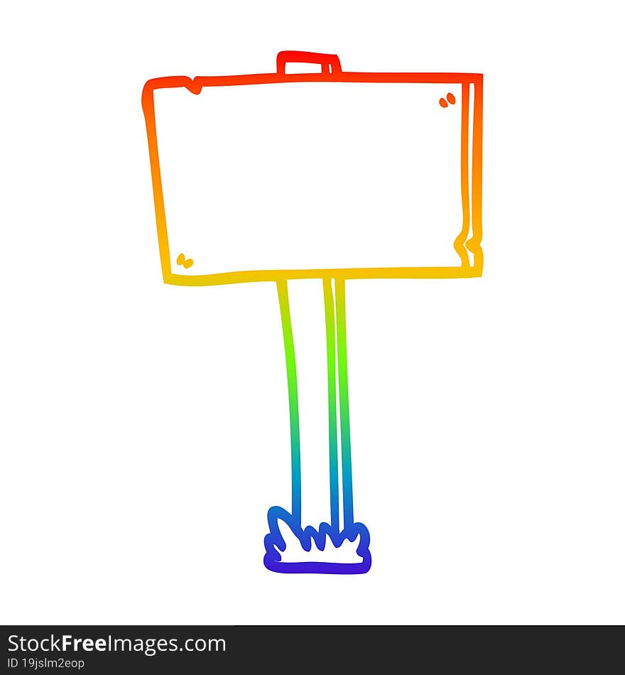 rainbow gradient line drawing cartoon sign post