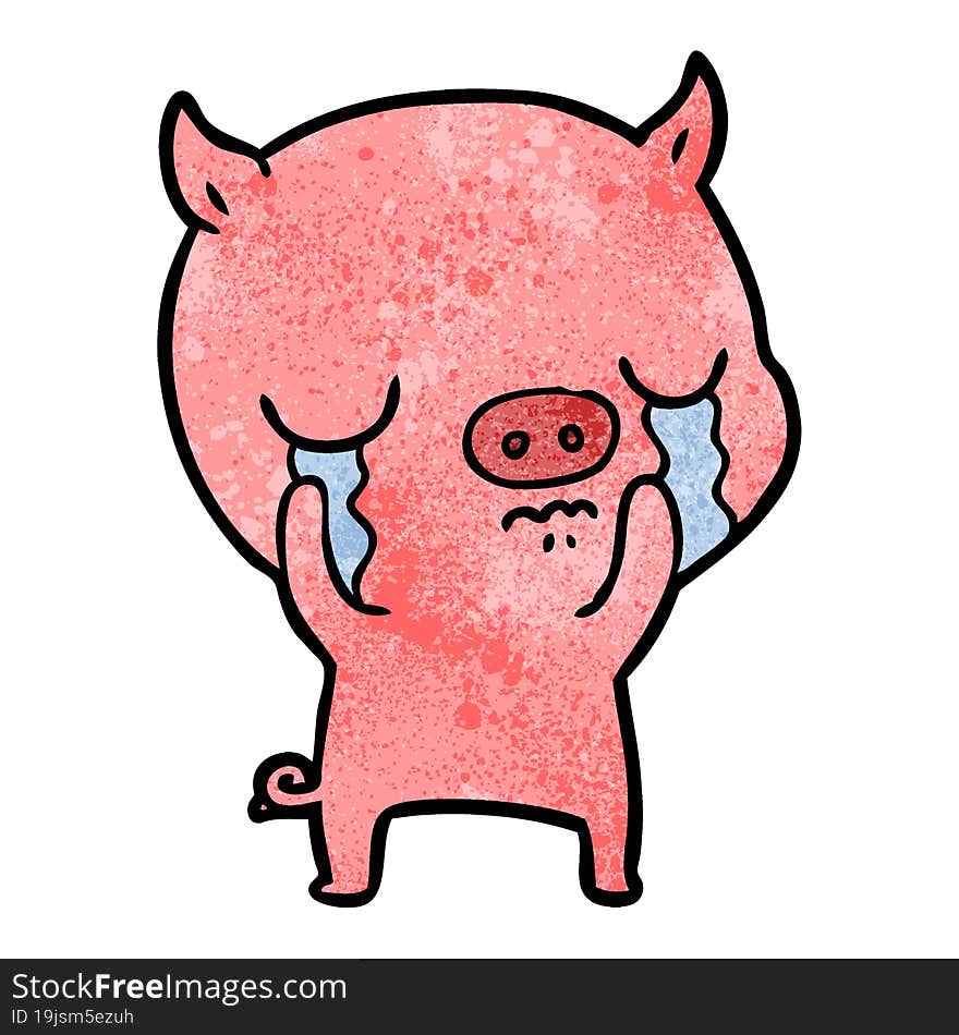 cartoon pig crying. cartoon pig crying