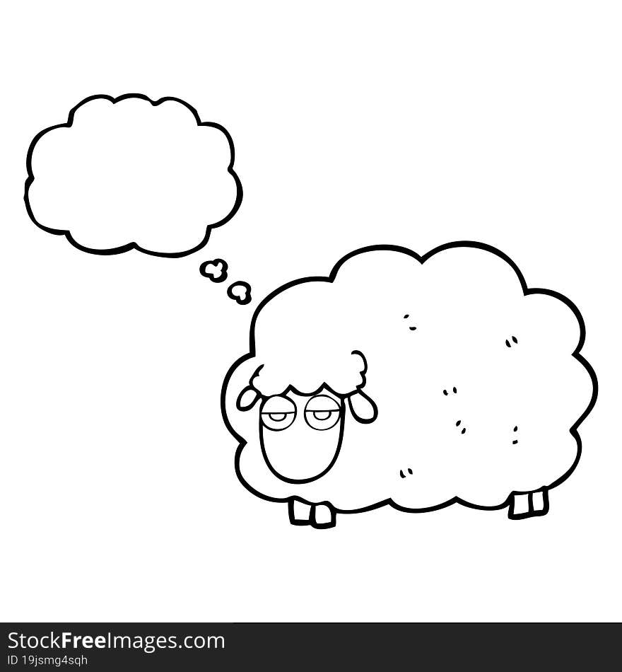 freehand drawn thought bubble cartoon muddy winter sheep