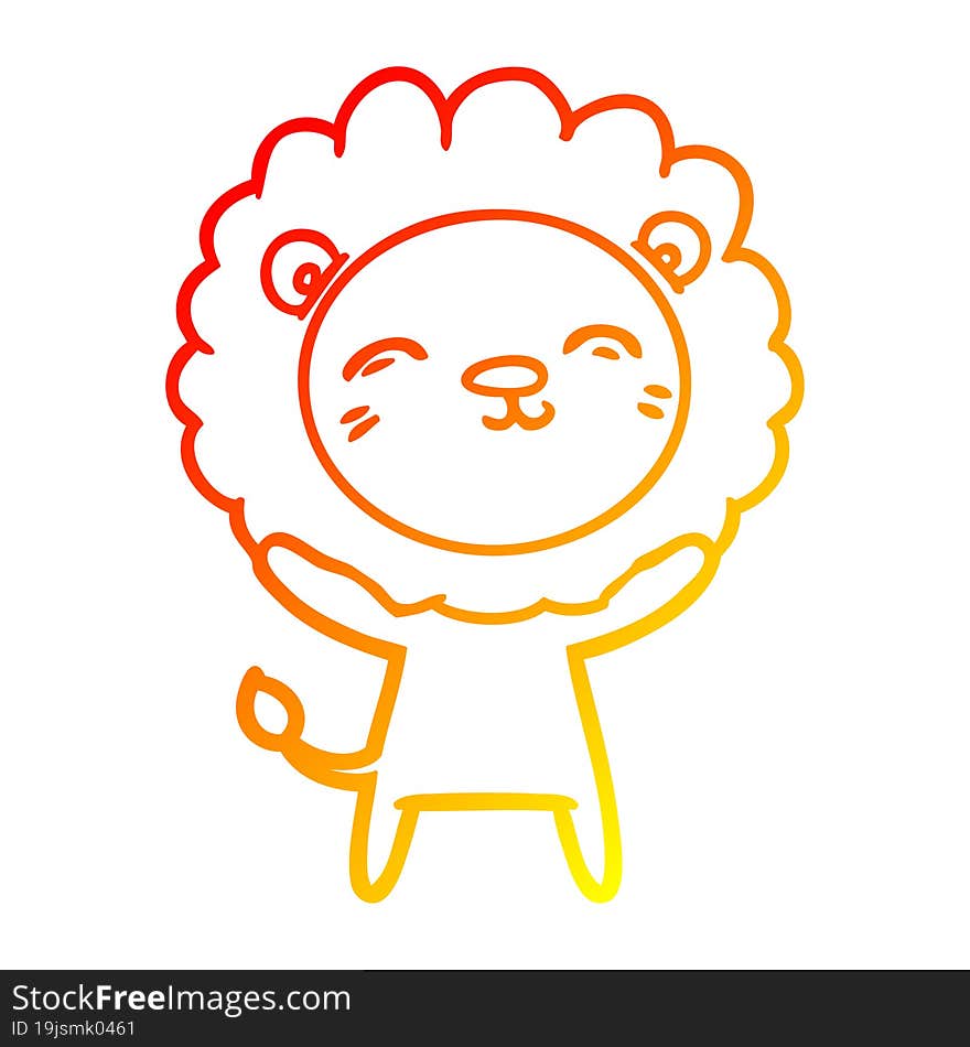 warm gradient line drawing cartoon lion