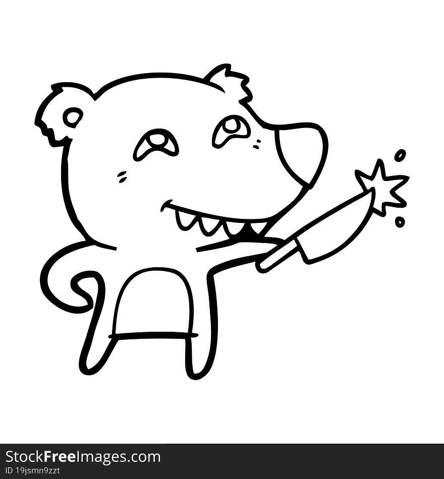 cartoon bear with sharp knife. cartoon bear with sharp knife