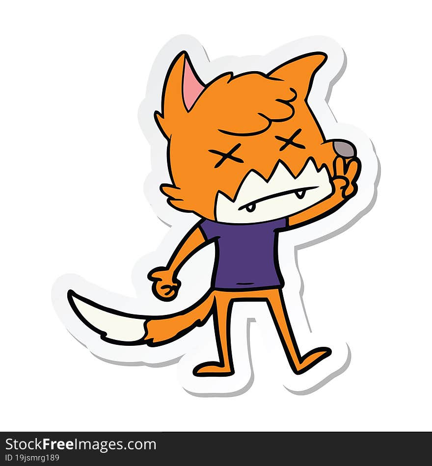 Sticker Of A Cartoon Dead Fox