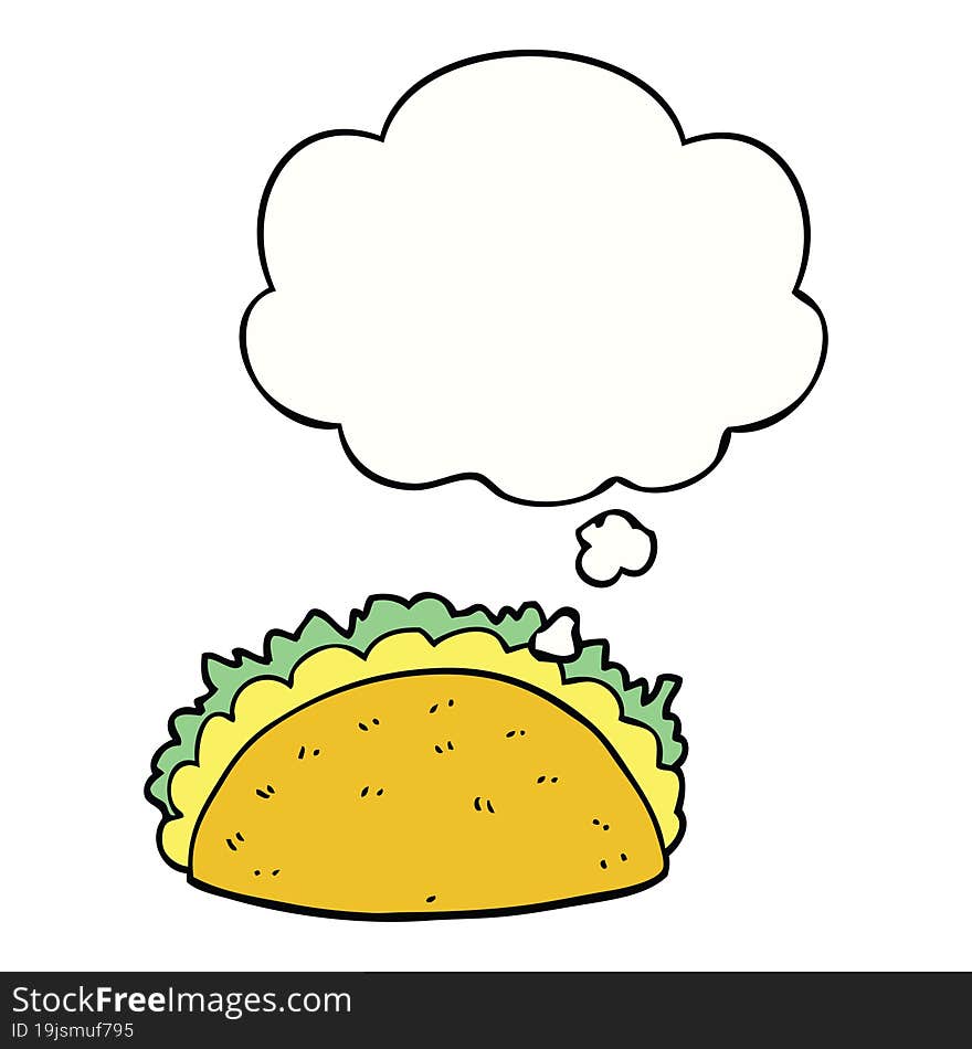 Cartoon Taco And Thought Bubble