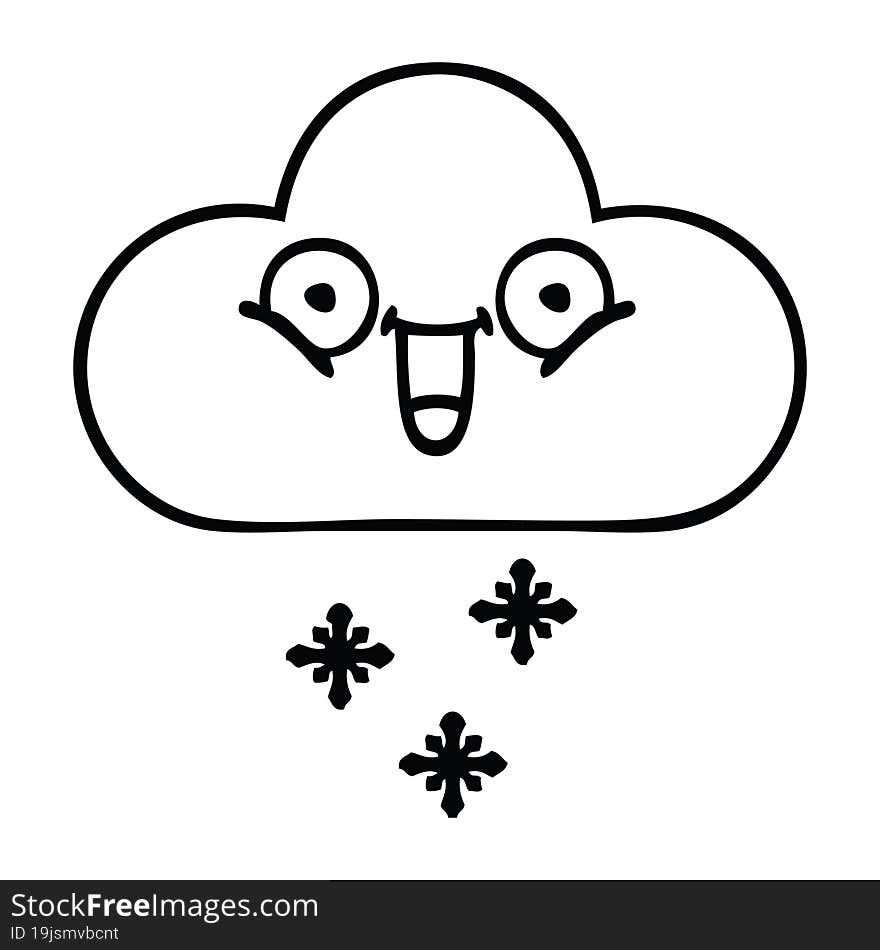 Line Drawing Cartoon Storm Snow Cloud