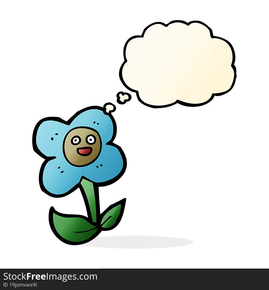 Cartoon Flower With Face With Thought Bubble