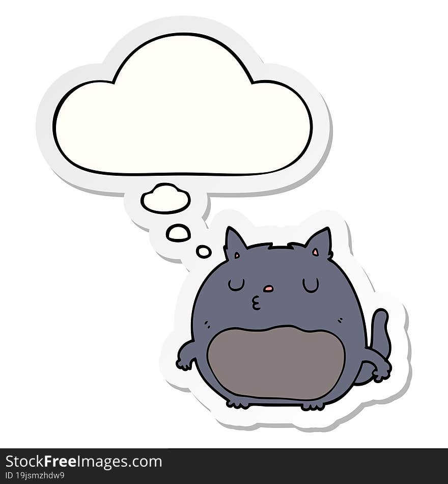 cartoon cat and thought bubble as a printed sticker