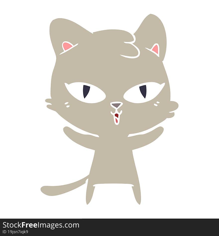 Flat Color Style Cartoon Cat