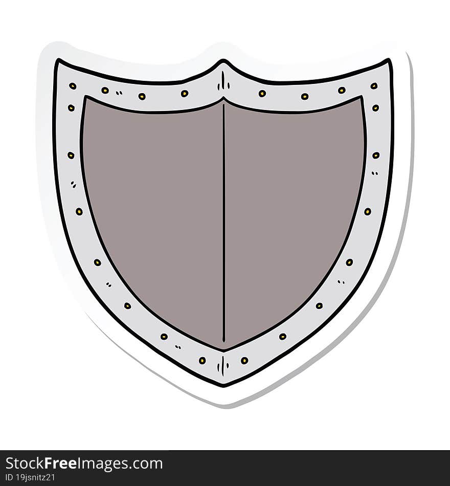 sticker of a cartoon shield